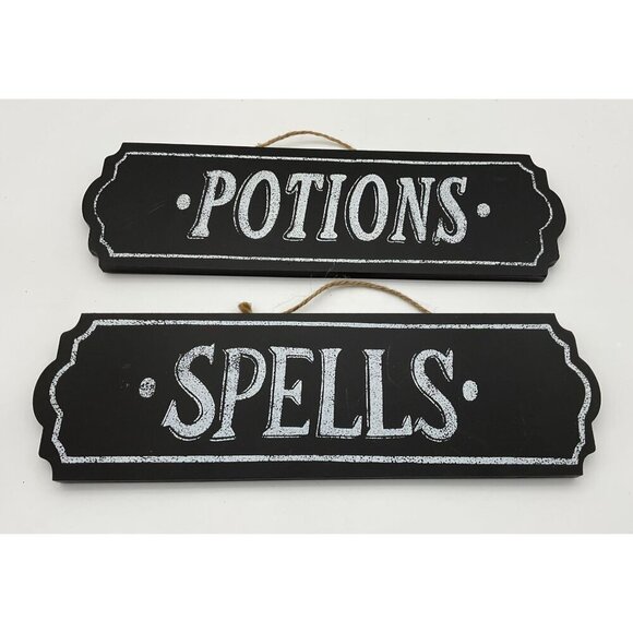 Halloween Bundle of 7 Witch Themed Purple & Black Wooden & Glass Decor - Picture 2 of 7